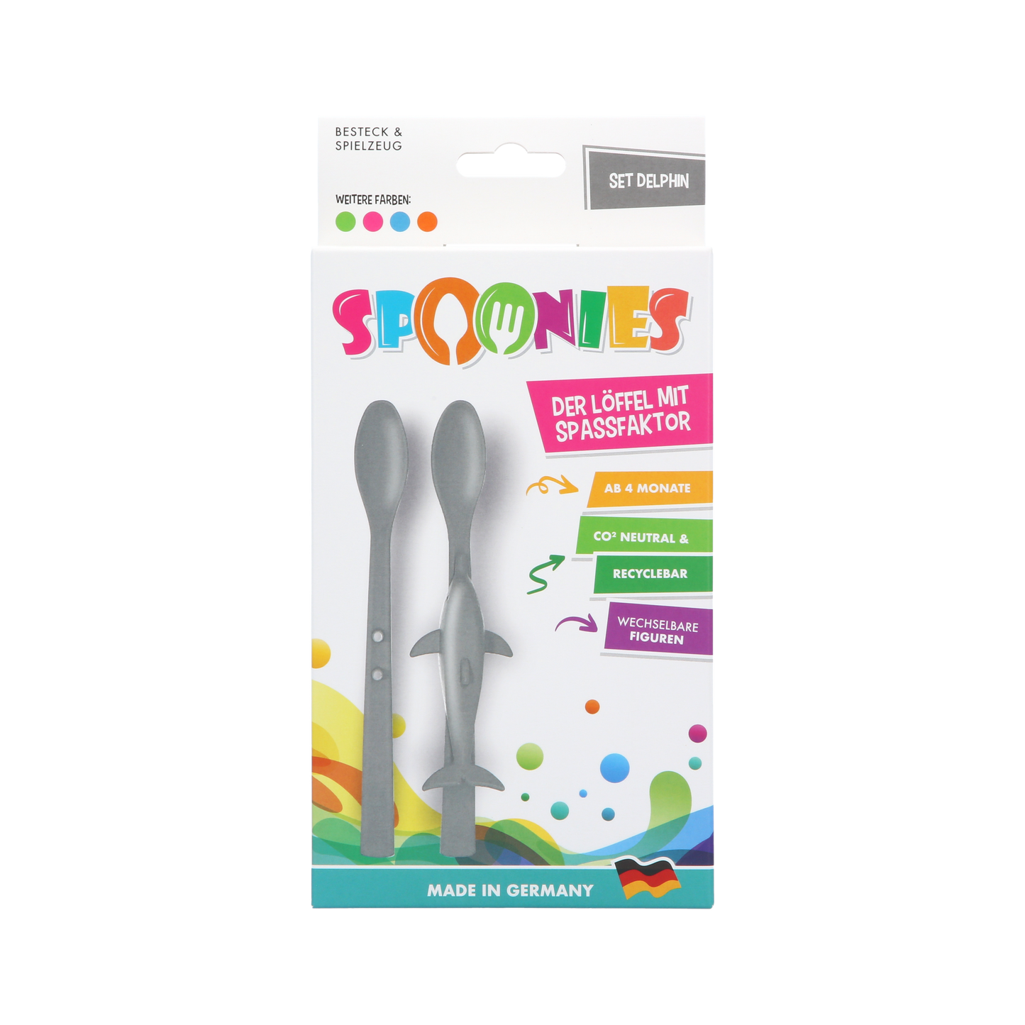 Spoonies Kinderlöffel - Delfin (grau)