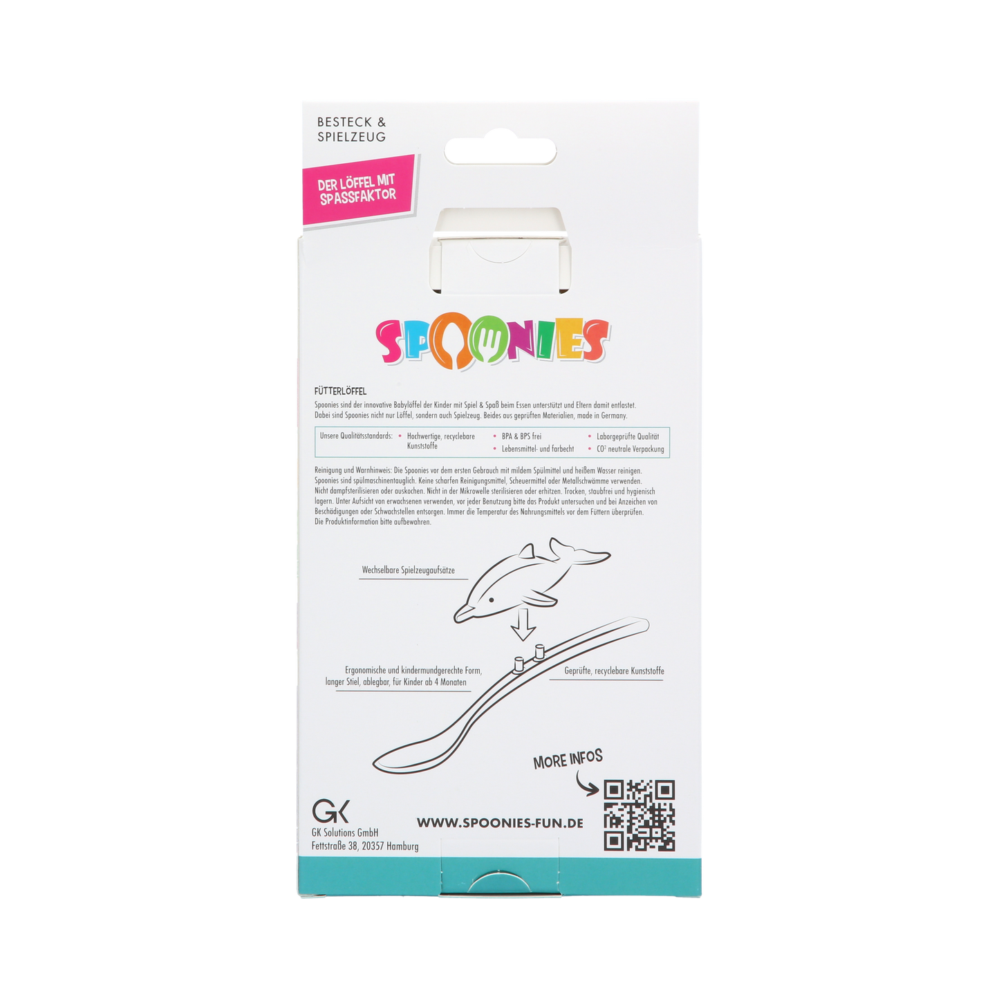 Spoonies Kinderlöffel - Delfin (grau)